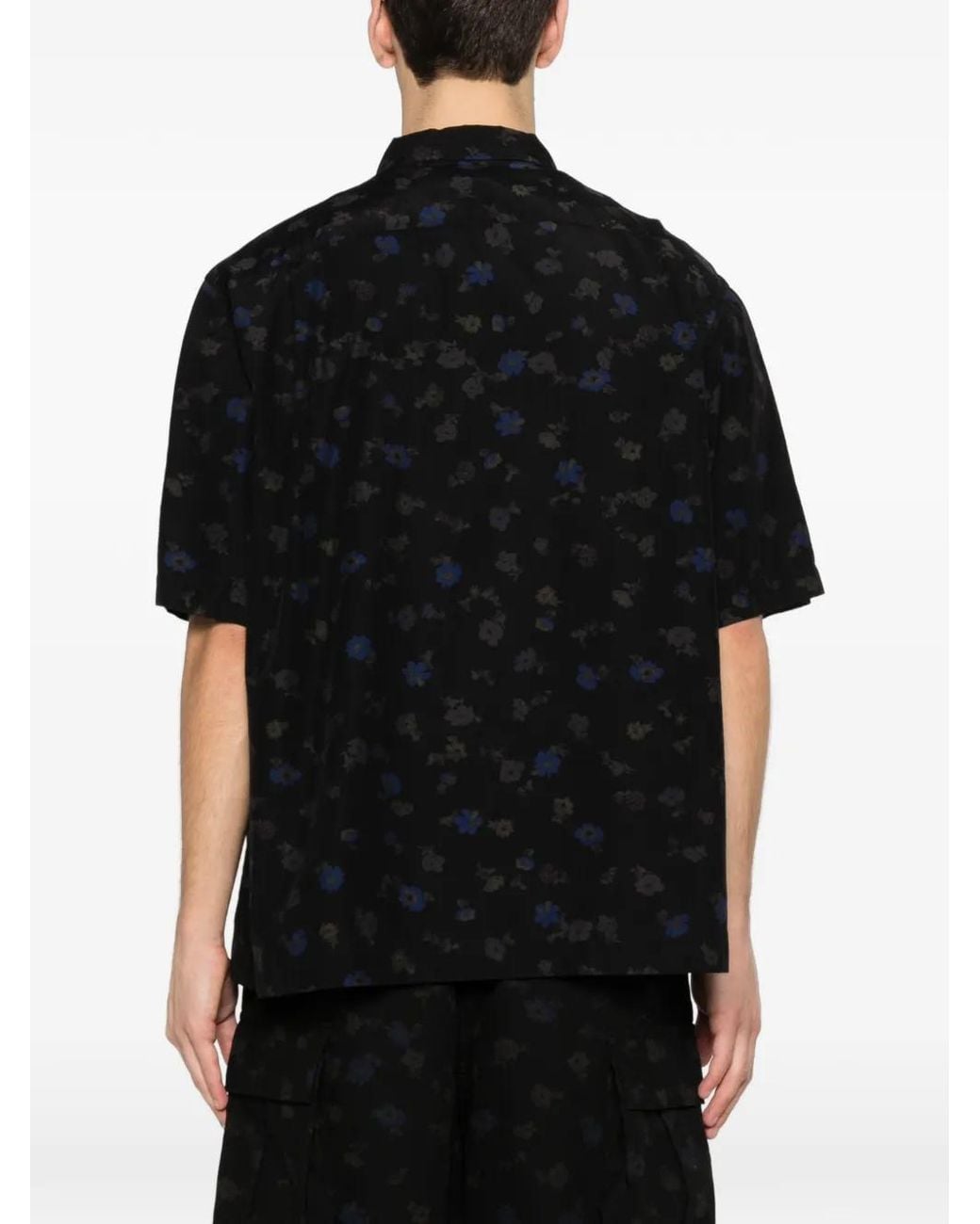 Sacai Black Floral-Detail Pocket Shirt for men