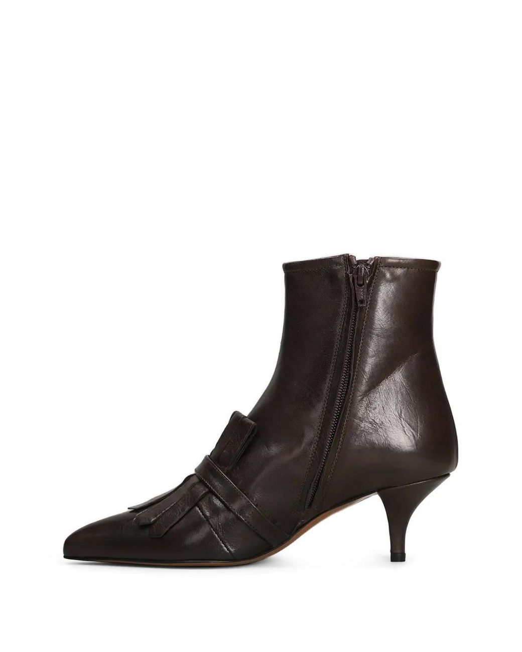 Roberto Festa Black Fringe-Detail Leather Ankle Boots