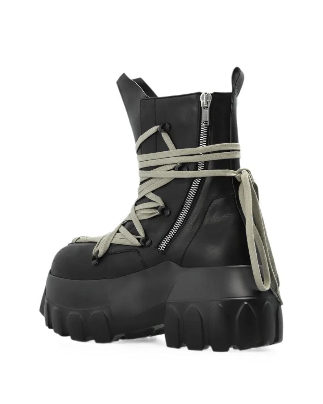 Rick Owens Black Tower Megalace Mega Tractor Boots for men