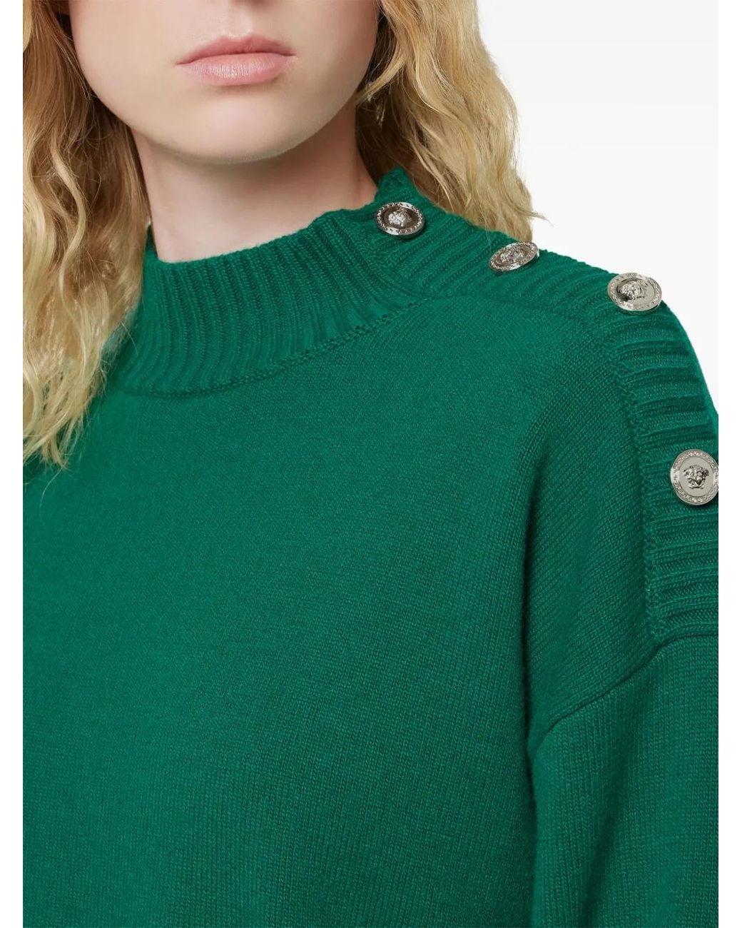 Pull En Laine Cachemire Mélangée Versace en coloris Green