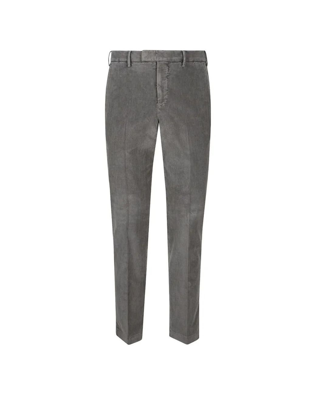 PT Torino Gray Corduroy Trousers for men