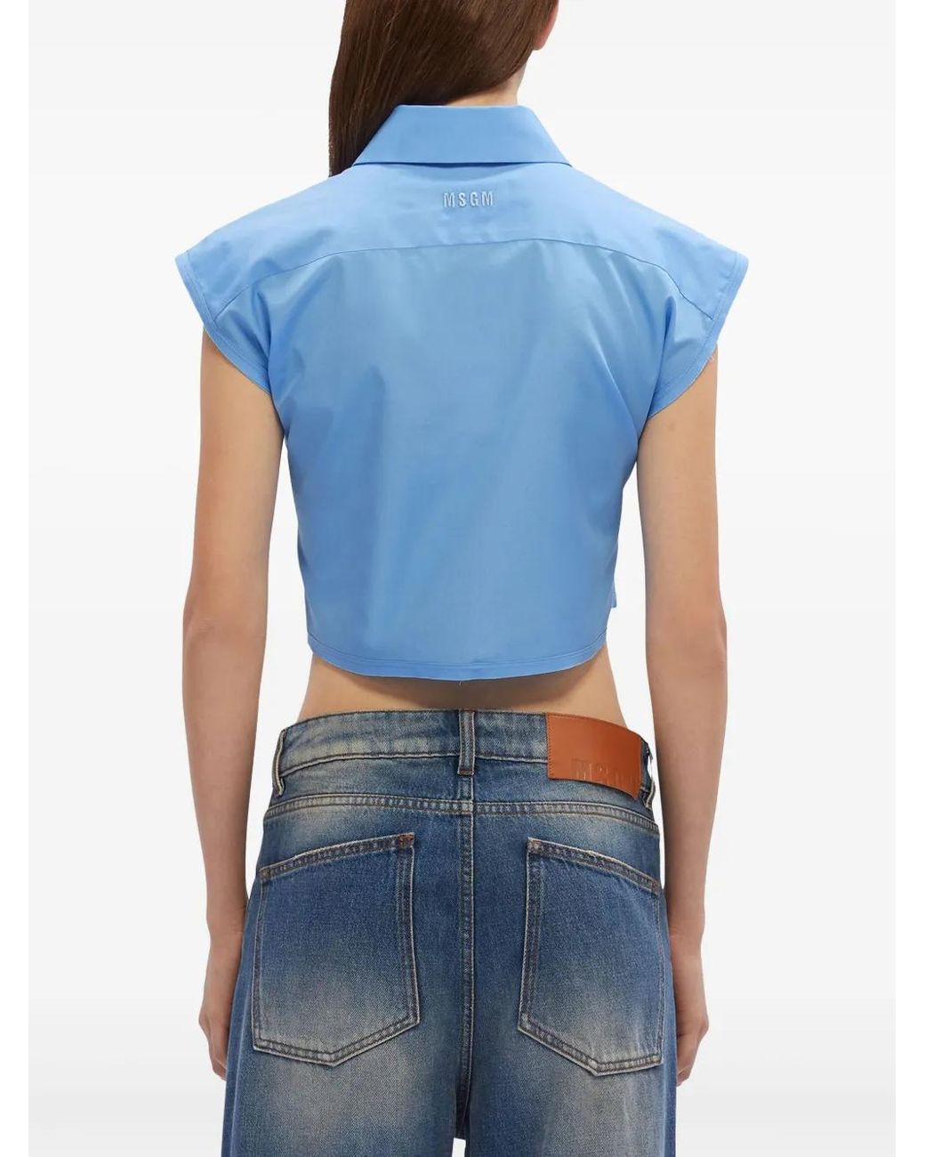 Blusa con cinturón MSGM de color Blue