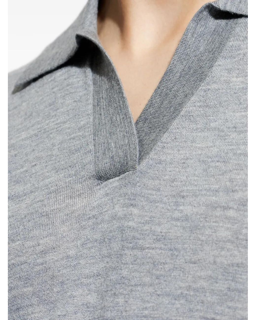 Lisa Yang Gray V-Neck Polo-Collar T-Shirt for men