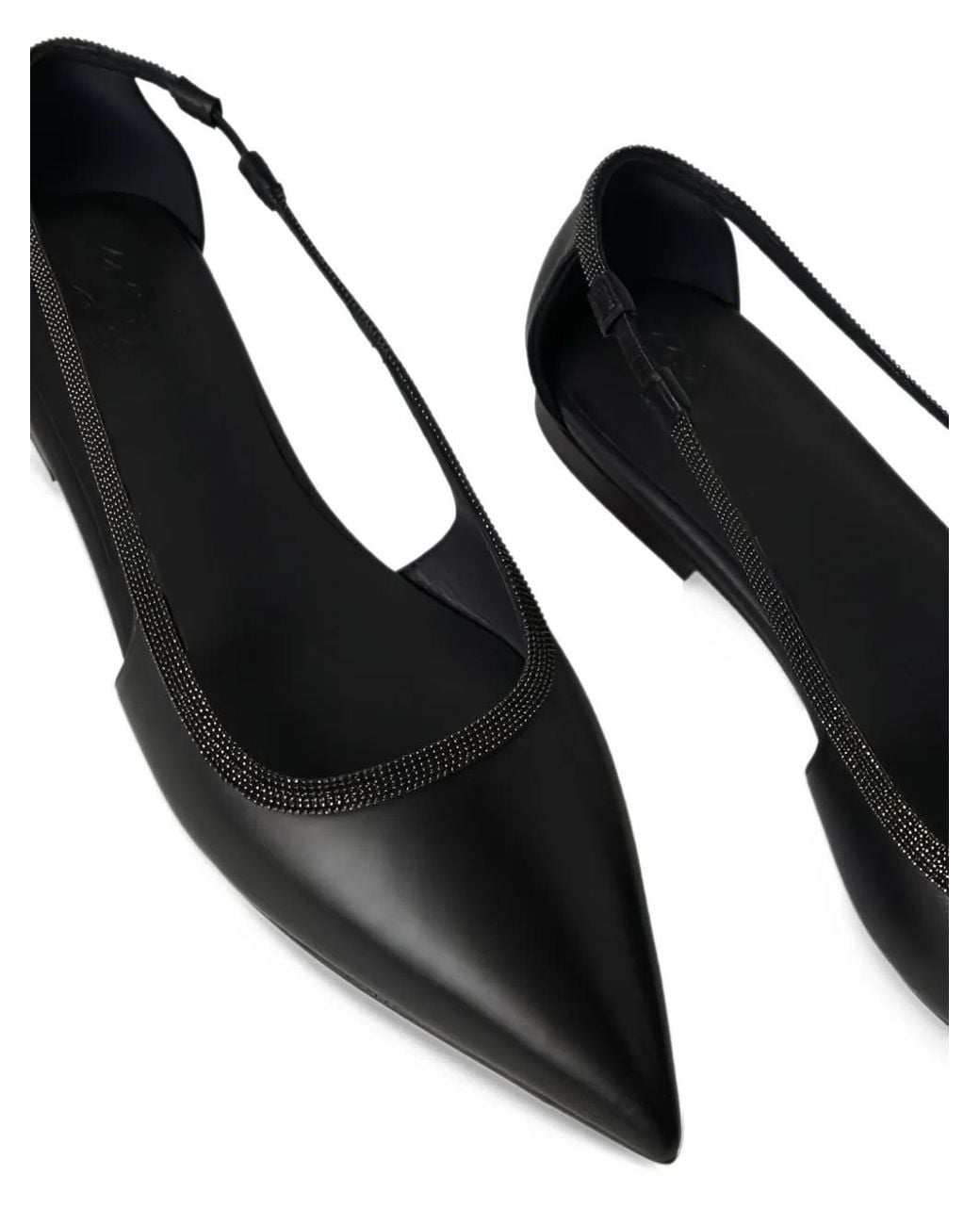 Brunello Cucinelli Black Pointed-Toe Ballet Flats
