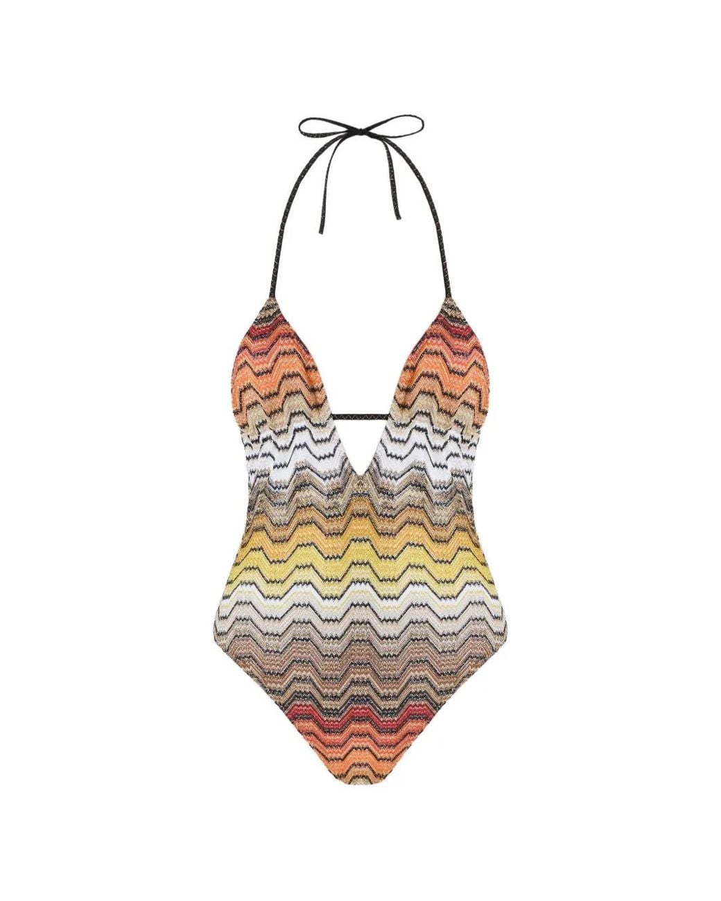 Missoni White One-Piece Swimsuit With Greek Motif