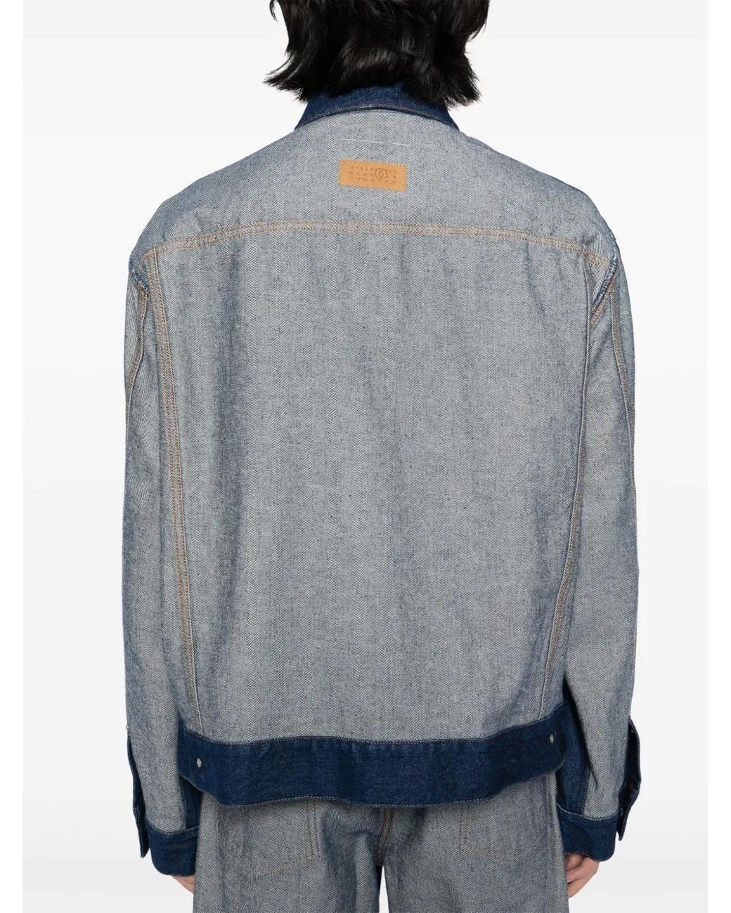MM6 by Maison Margiela Blue Patched Denim Jacket for men