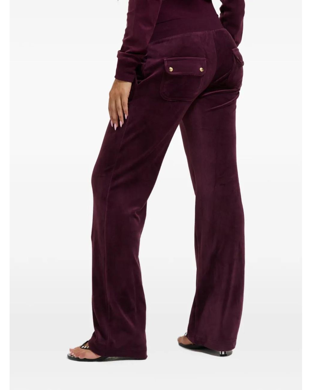 Juicy Couture Purple Del Ray Velvet-Finish Track Pants