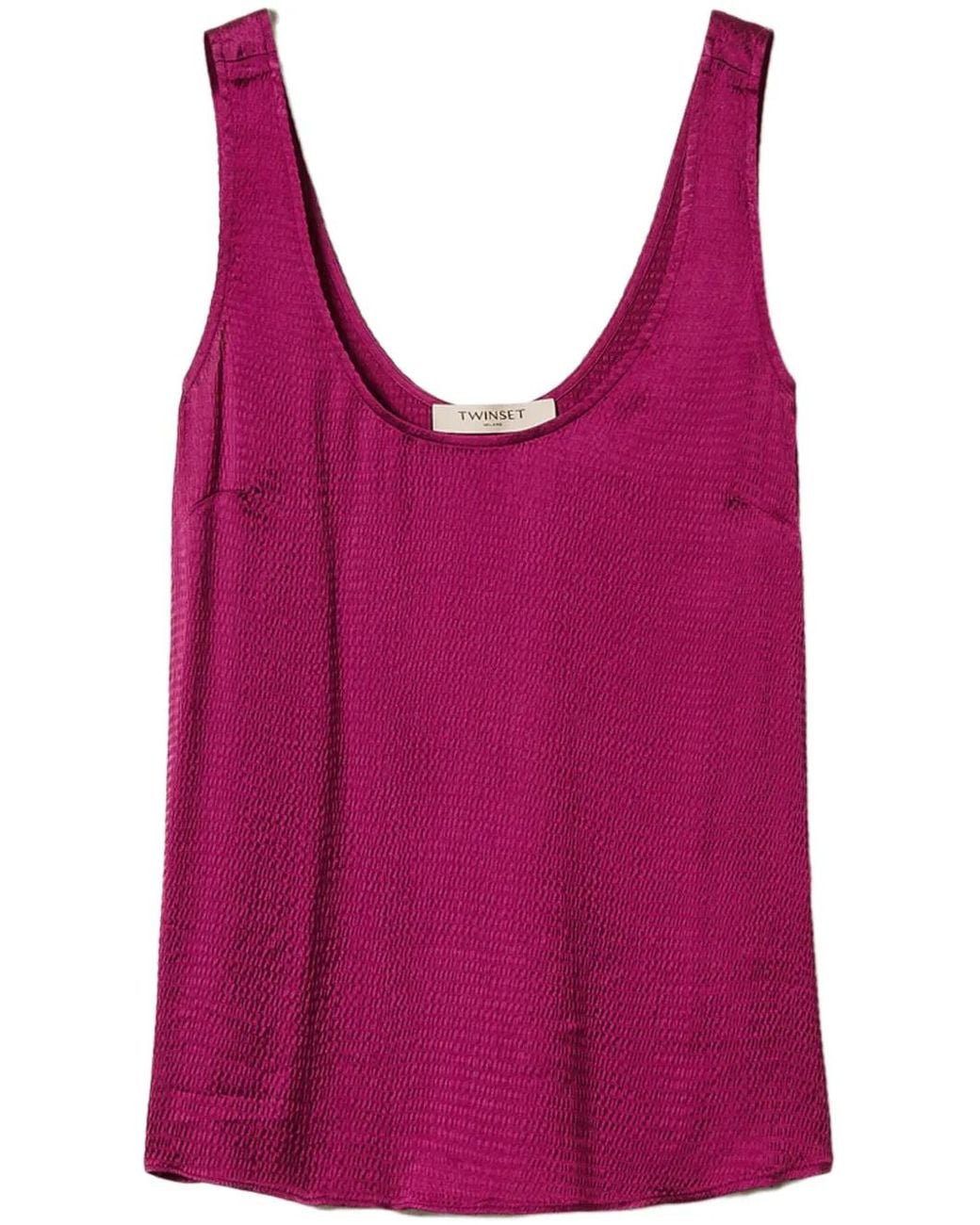 Twinset Hammered-Effect Satin Tank Top