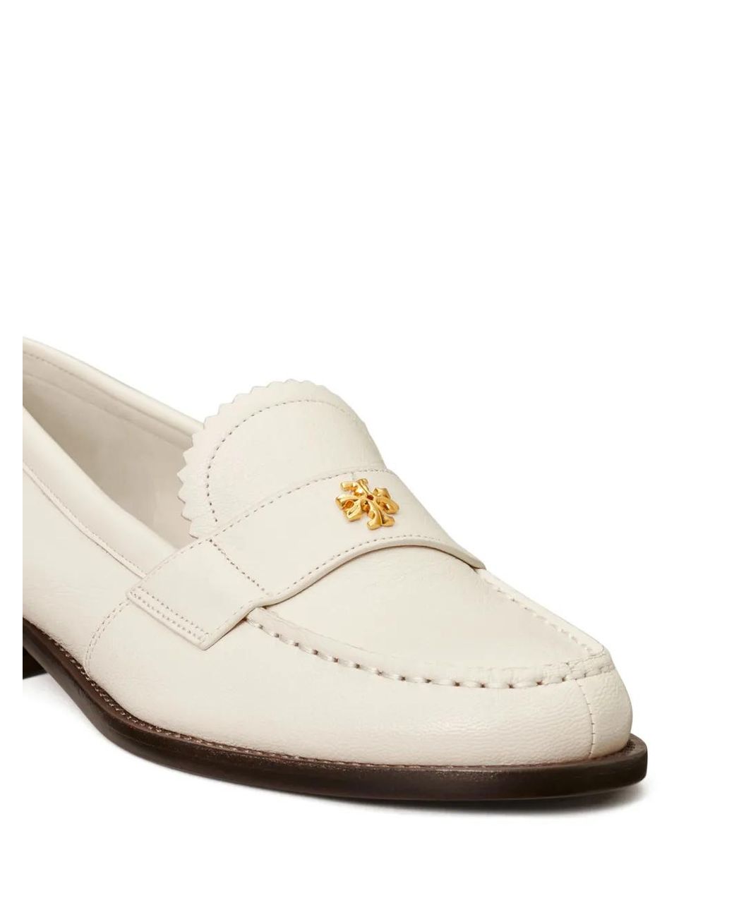 Tory Burch White Classic Leather Loafers