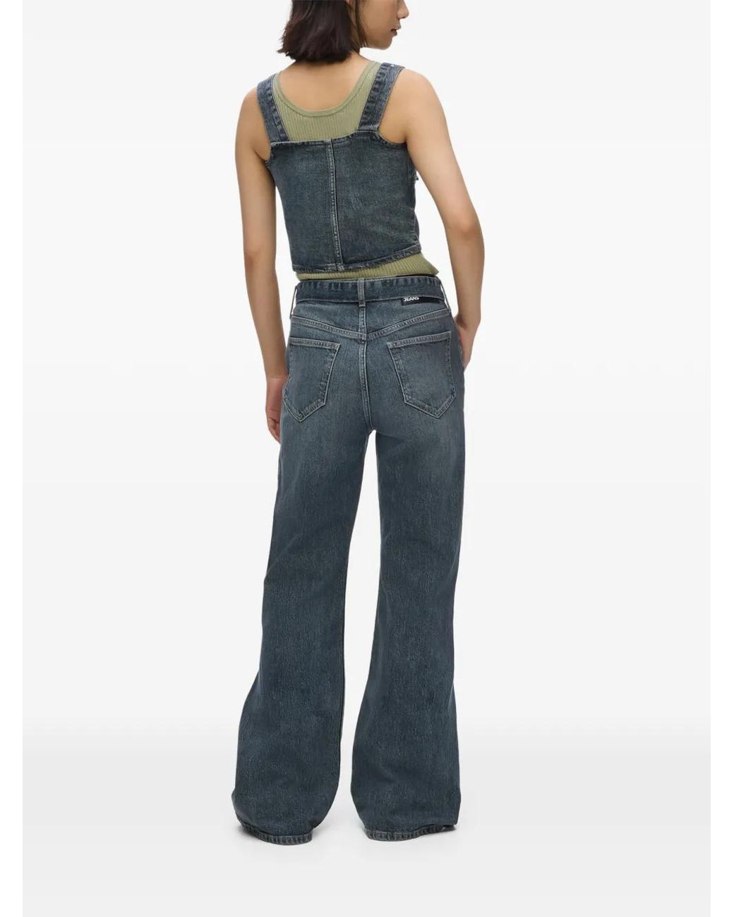 Karl Lagerfeld Blue Belted Flared Jeans