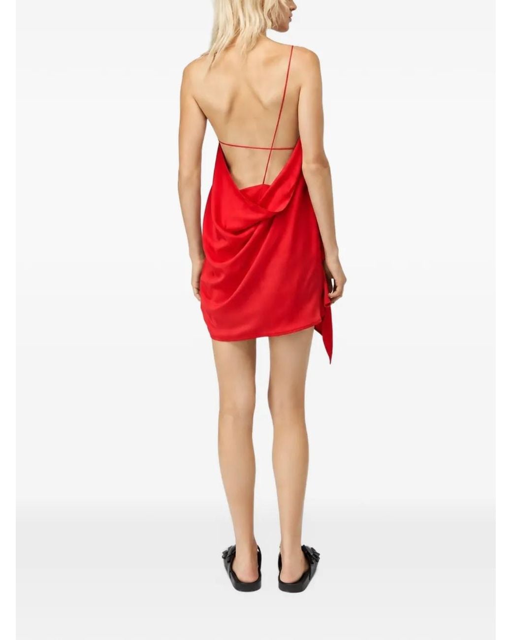 GAUGE81 Red Misaki One-Shoulder Asymmetric Mini Dress