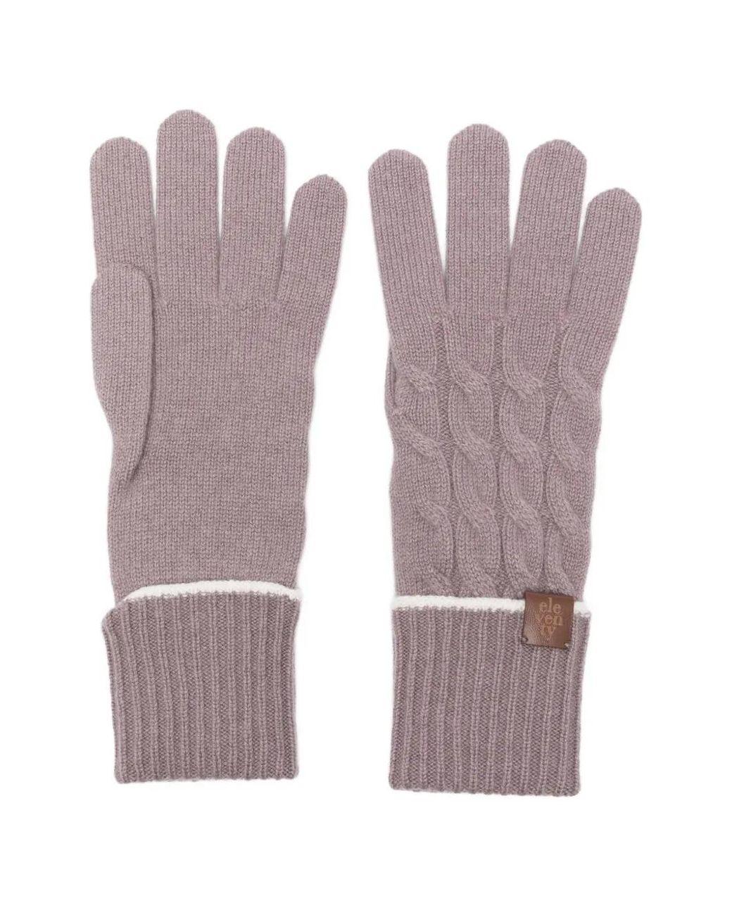 Eleventy Purple Cable-Knit Lambskin Gloves for men