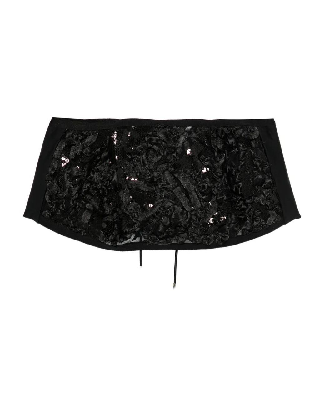 MITILIANE COUTURE Black Embroidered Bustier Top