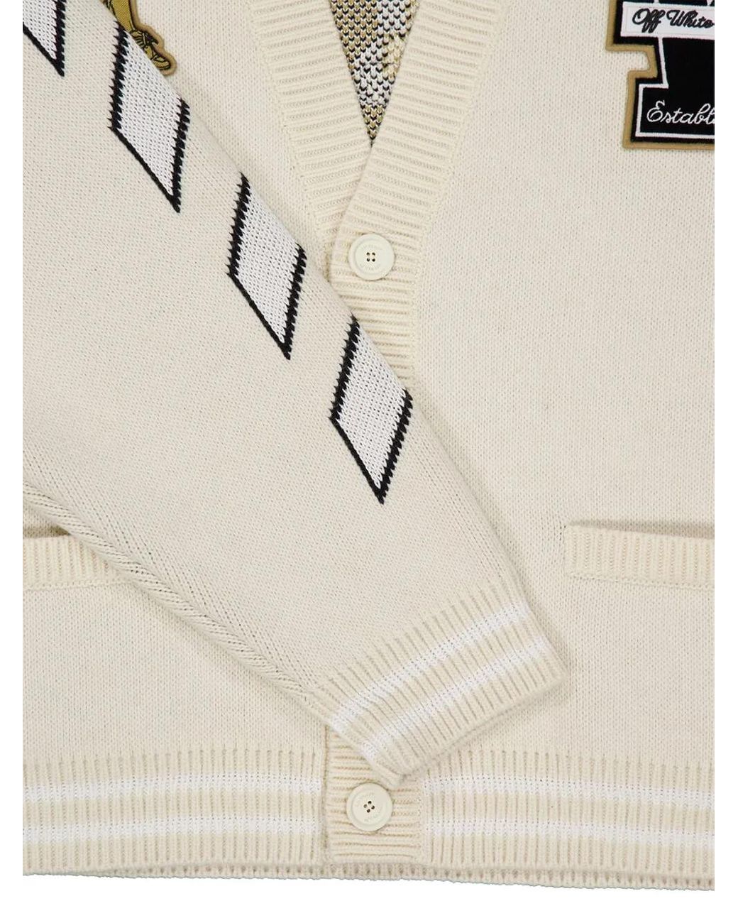 Off-White c/o Virgil Abloh Natural Lion-Embroidery Cardigan for men