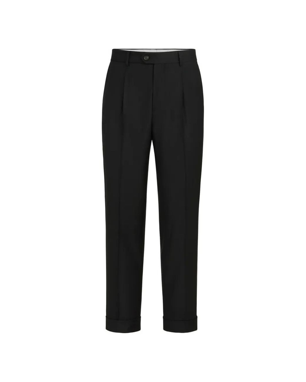 Brunello Cucinelli Black Super 150S Virgin Wool Four Season Batavia Trousers With Pleat for men