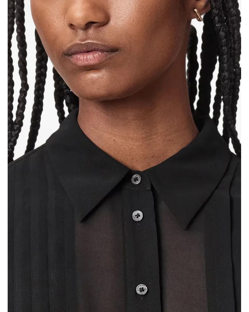 AllSaints Black Minna Ruffled Pleated Shirt