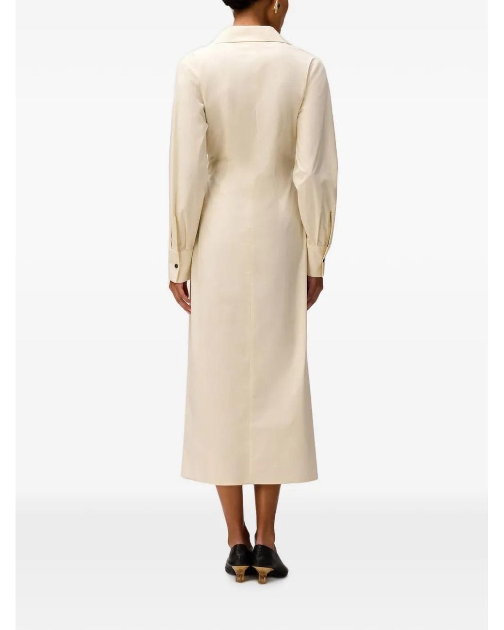 RETORI White Draped Cotton-Poplin Midi Dress