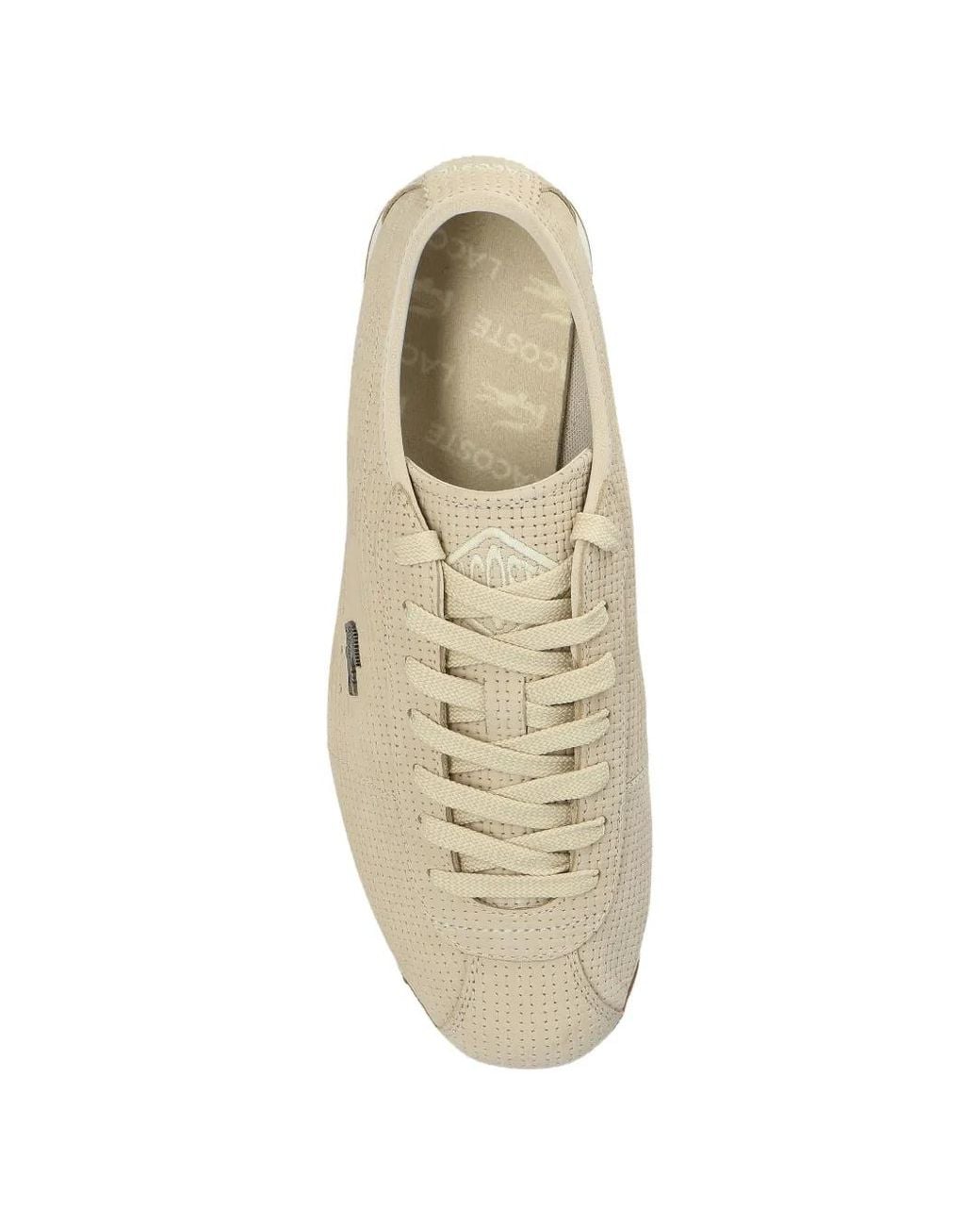 Lacoste White Baskets À Logo Perforé