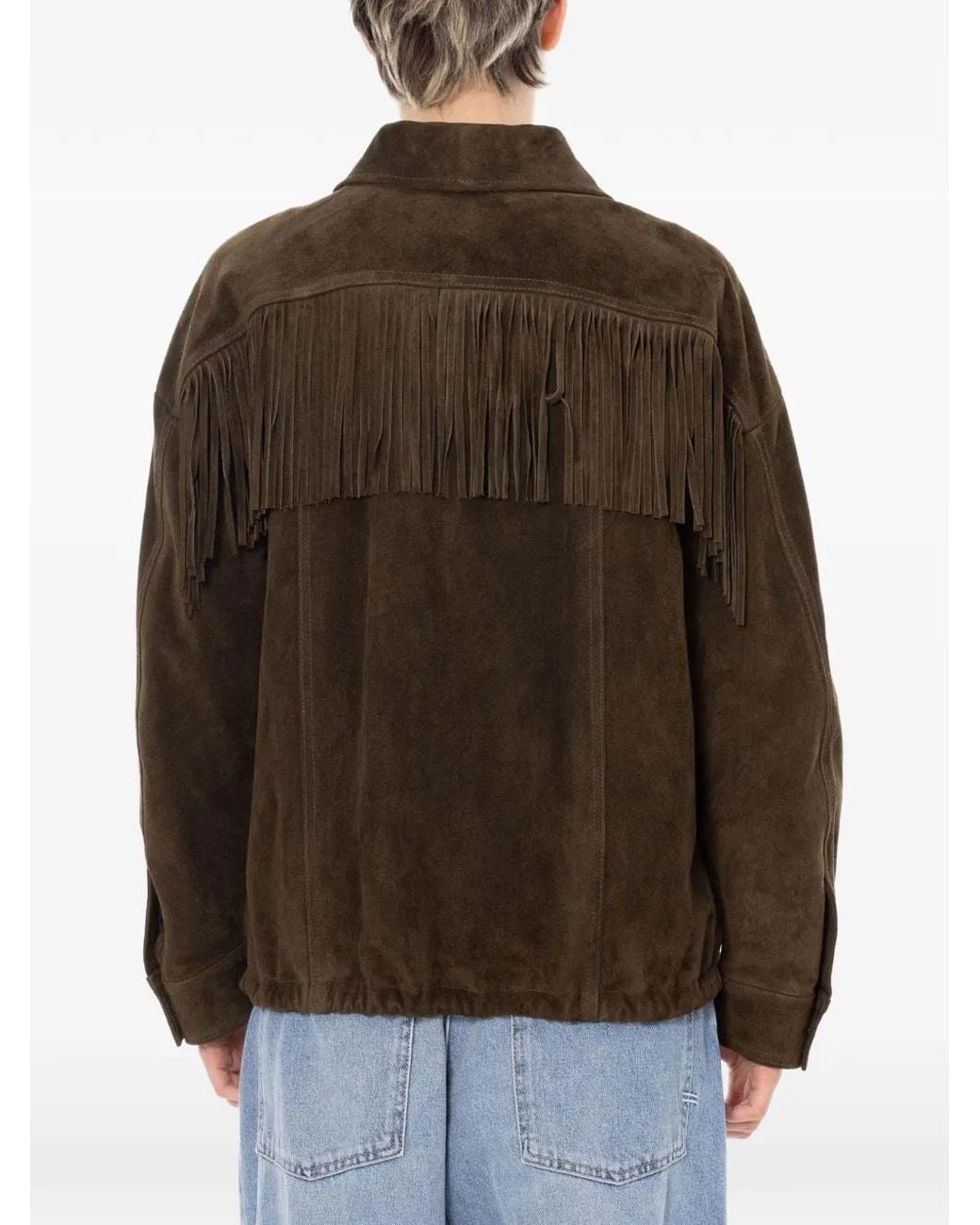 ViCOLO Brown Veste En Daim À Franges