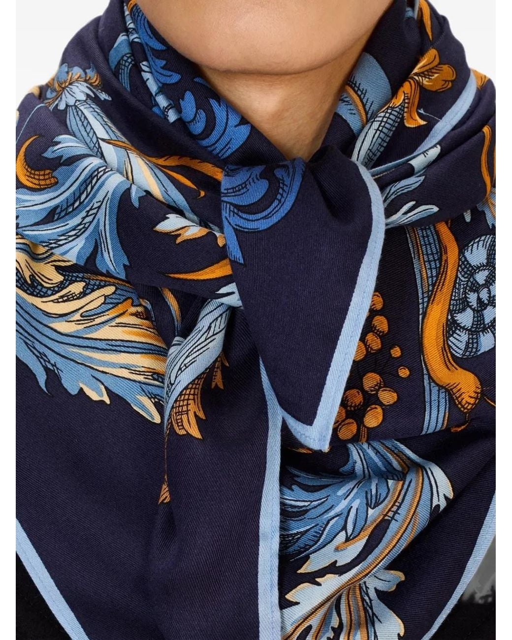 Inoui Edition Blue Rococo Square-Shape Scarf