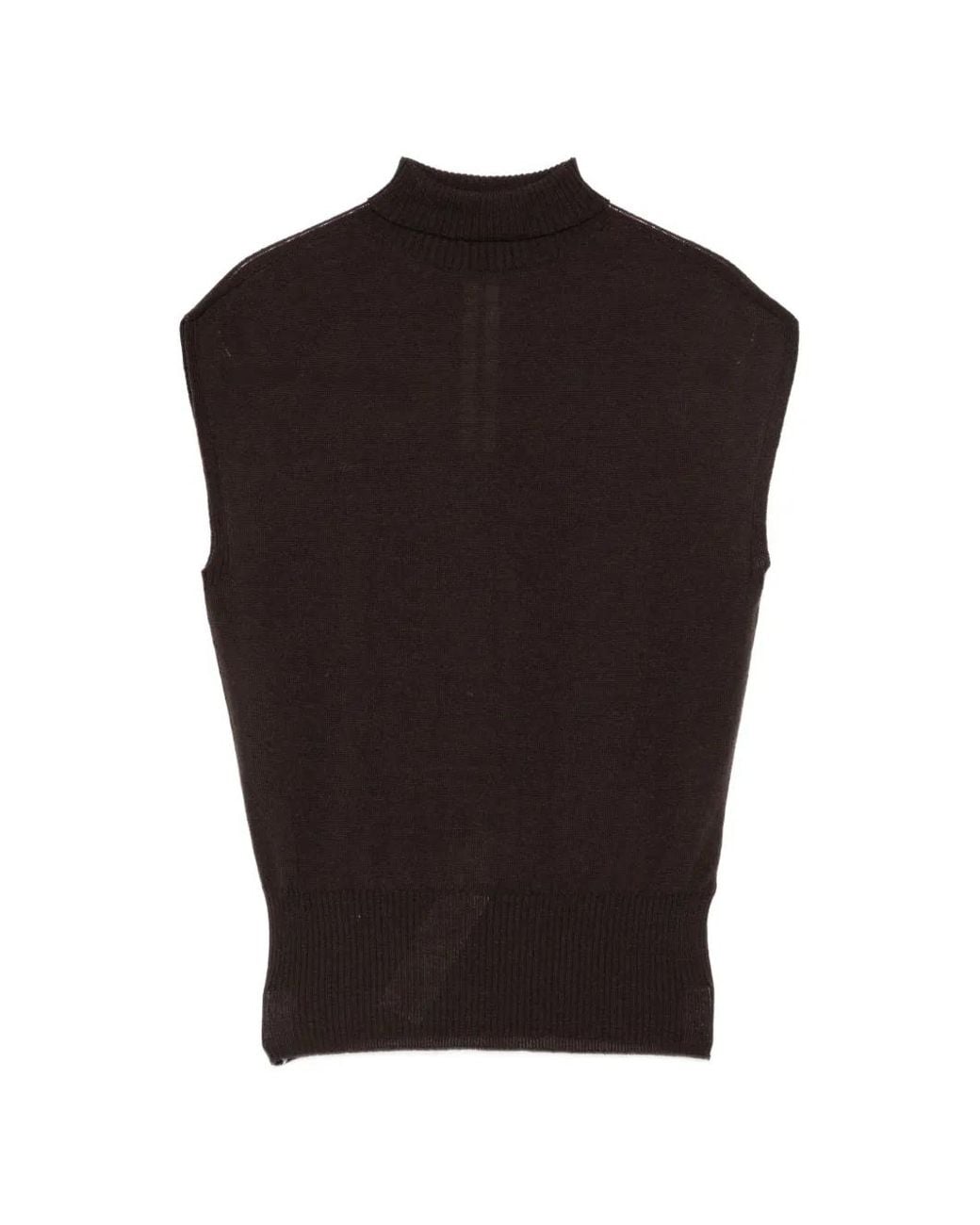 Rick Owens Black Sl Turtle Sleeveless Turtleneck Top
