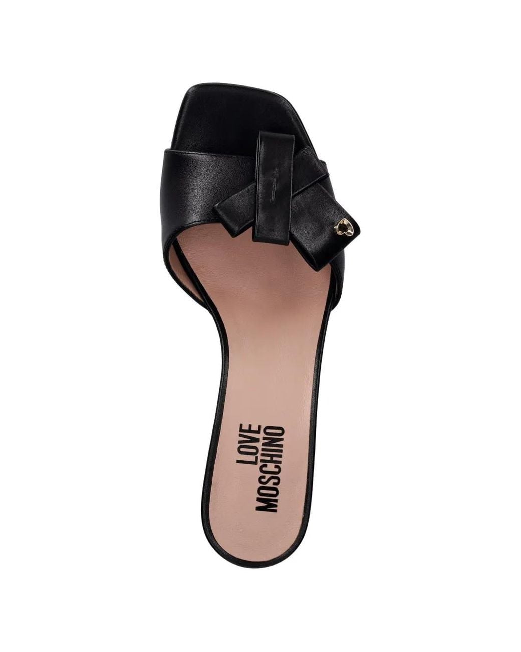 Love Moschino Black Bow-Detail Heart-Plaque Sandals