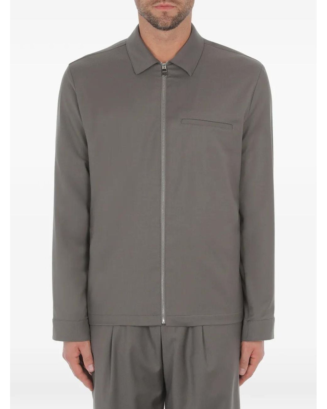 Dondup Gray Zip-Up Shirt Jacket for men