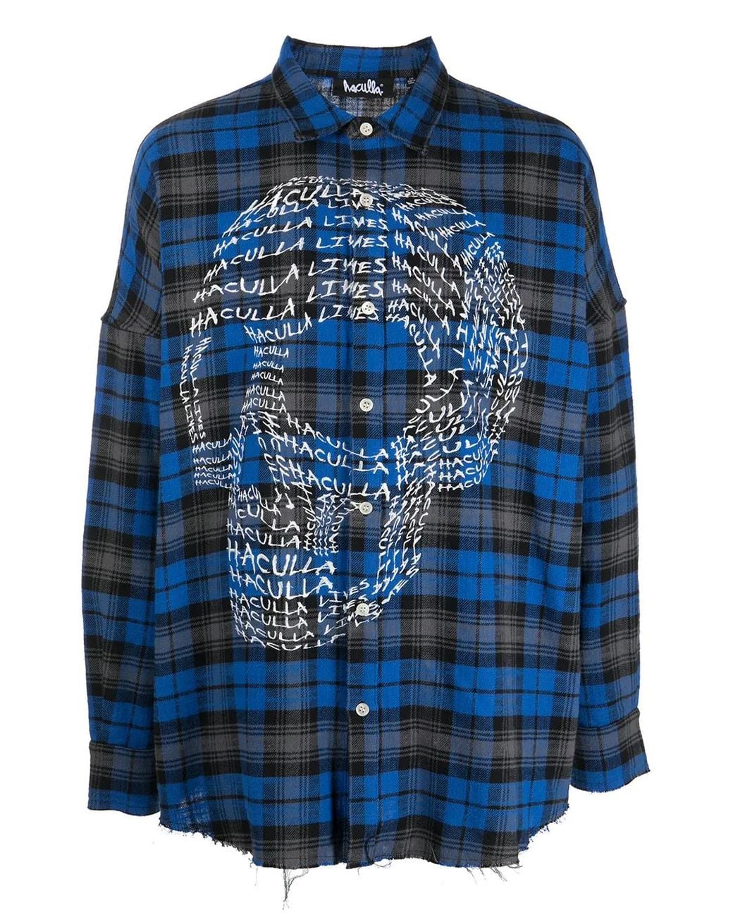 Haculla Blue Check-Print Skull Shirt for men
