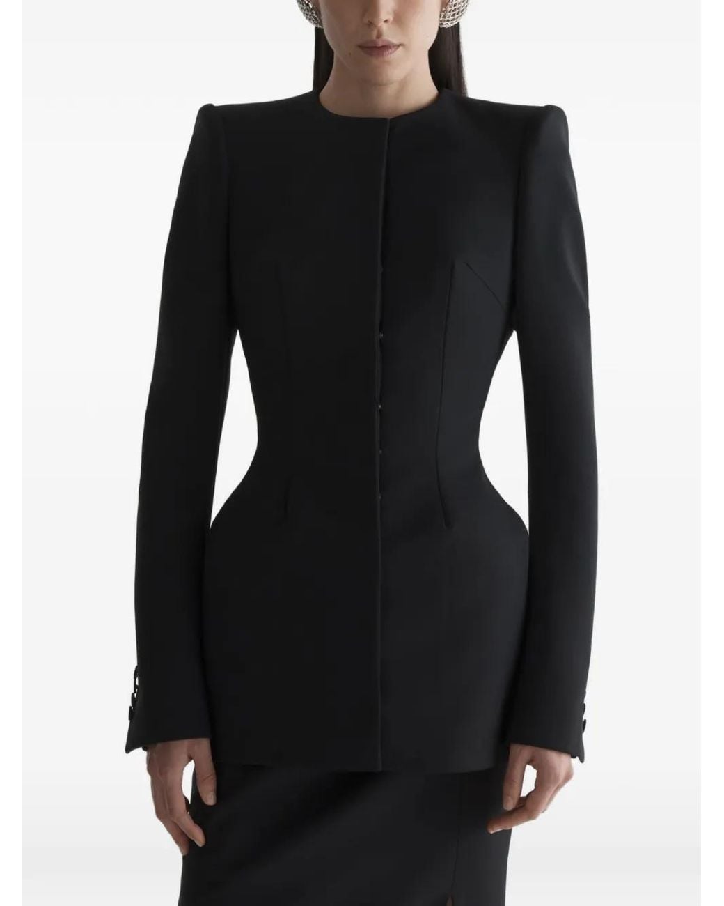 Mugler Black Collarless Hourglass Jacket