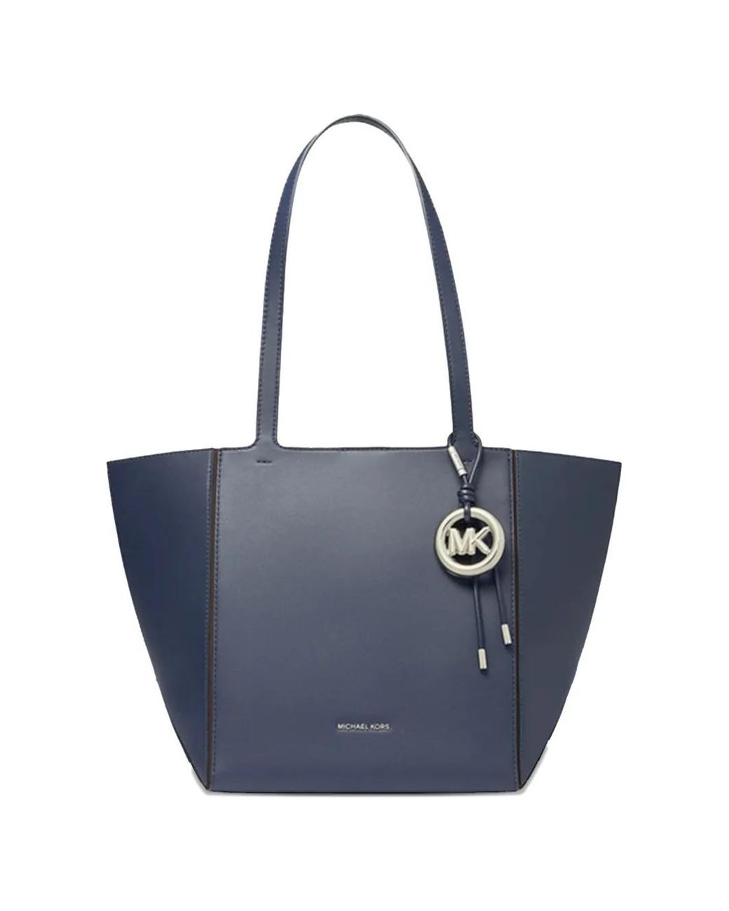 Michael Kors Blue Medium Jordi Logo-Charm Leather Tote