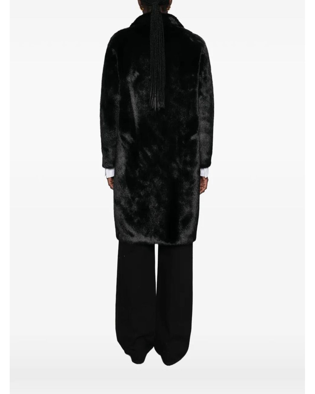 Betta Corradi Black Faux-Fur Notch-Lapel Coat