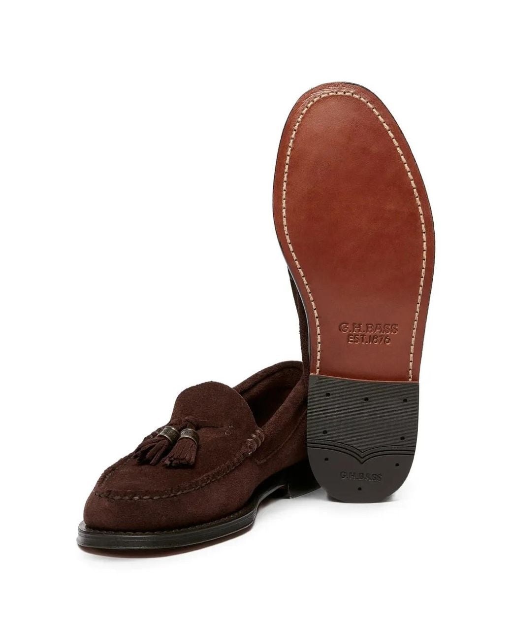 G.H.BASS White Mocassins Weejuns Larkin À Glands for men
