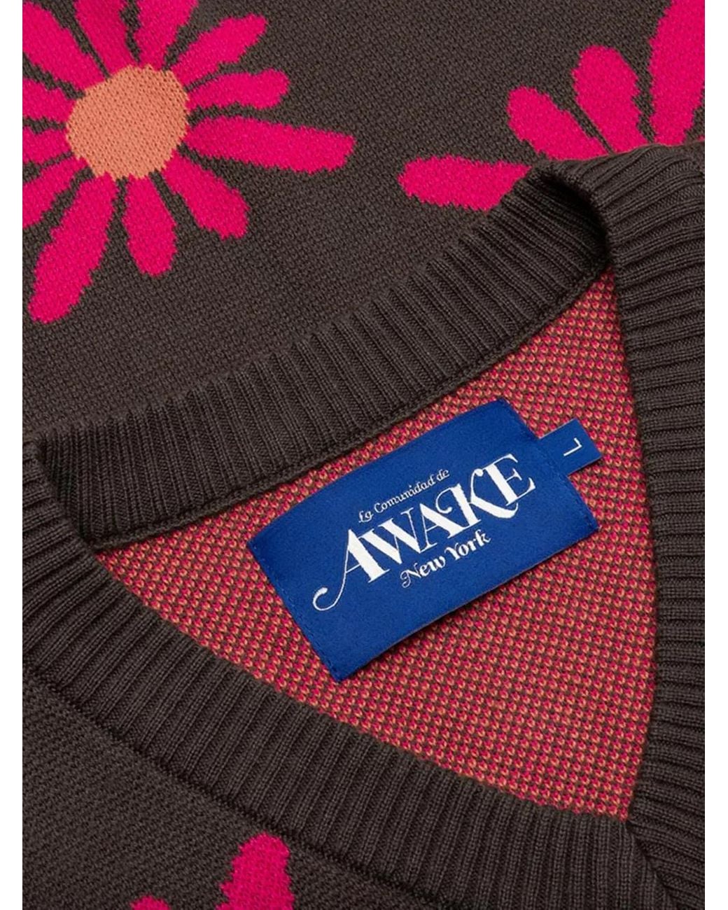 AWAKE NY Pink Floral-Pattern V-Neck Vest for men