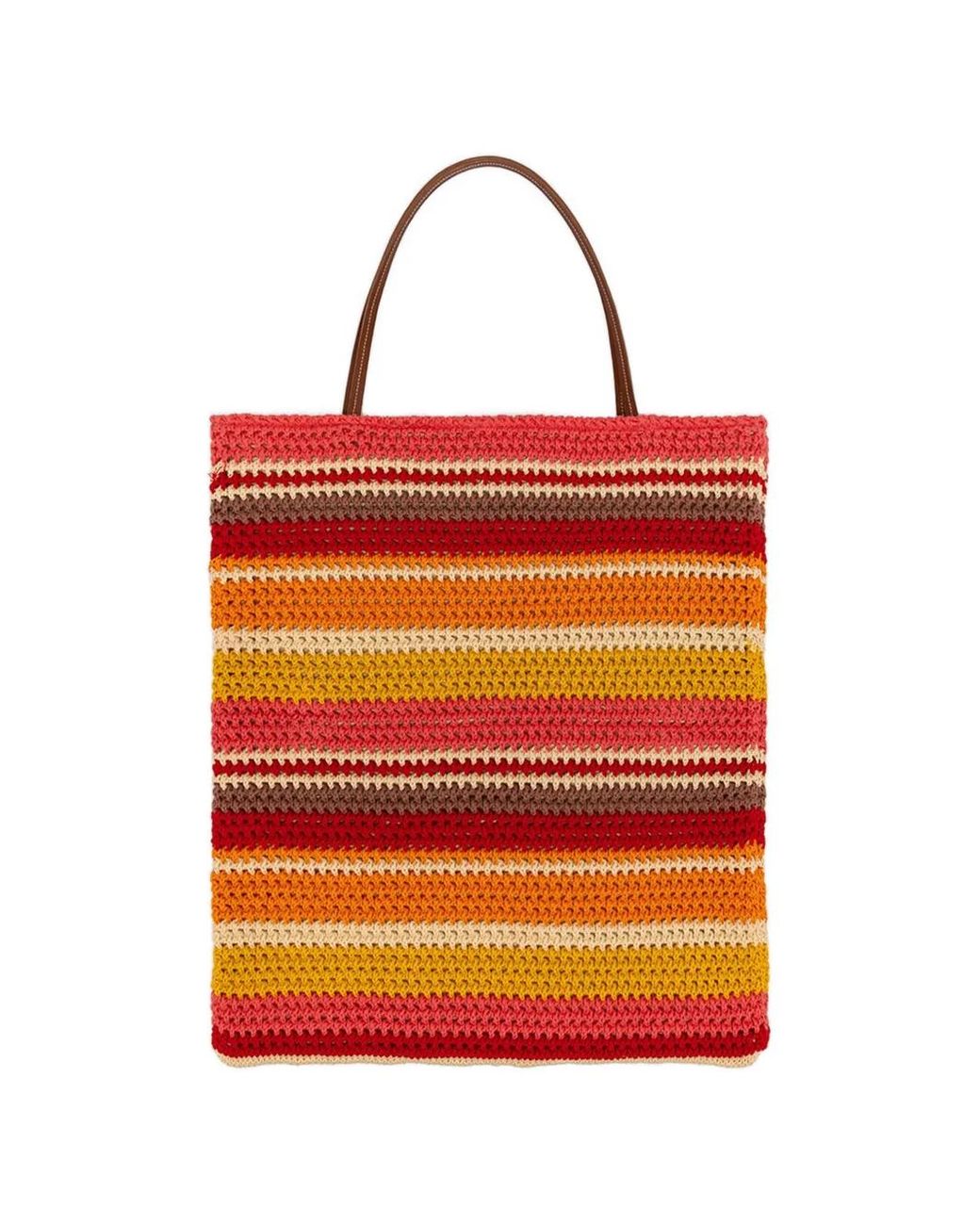 Laneus Orange Striped-Pattern Shoulder Bag