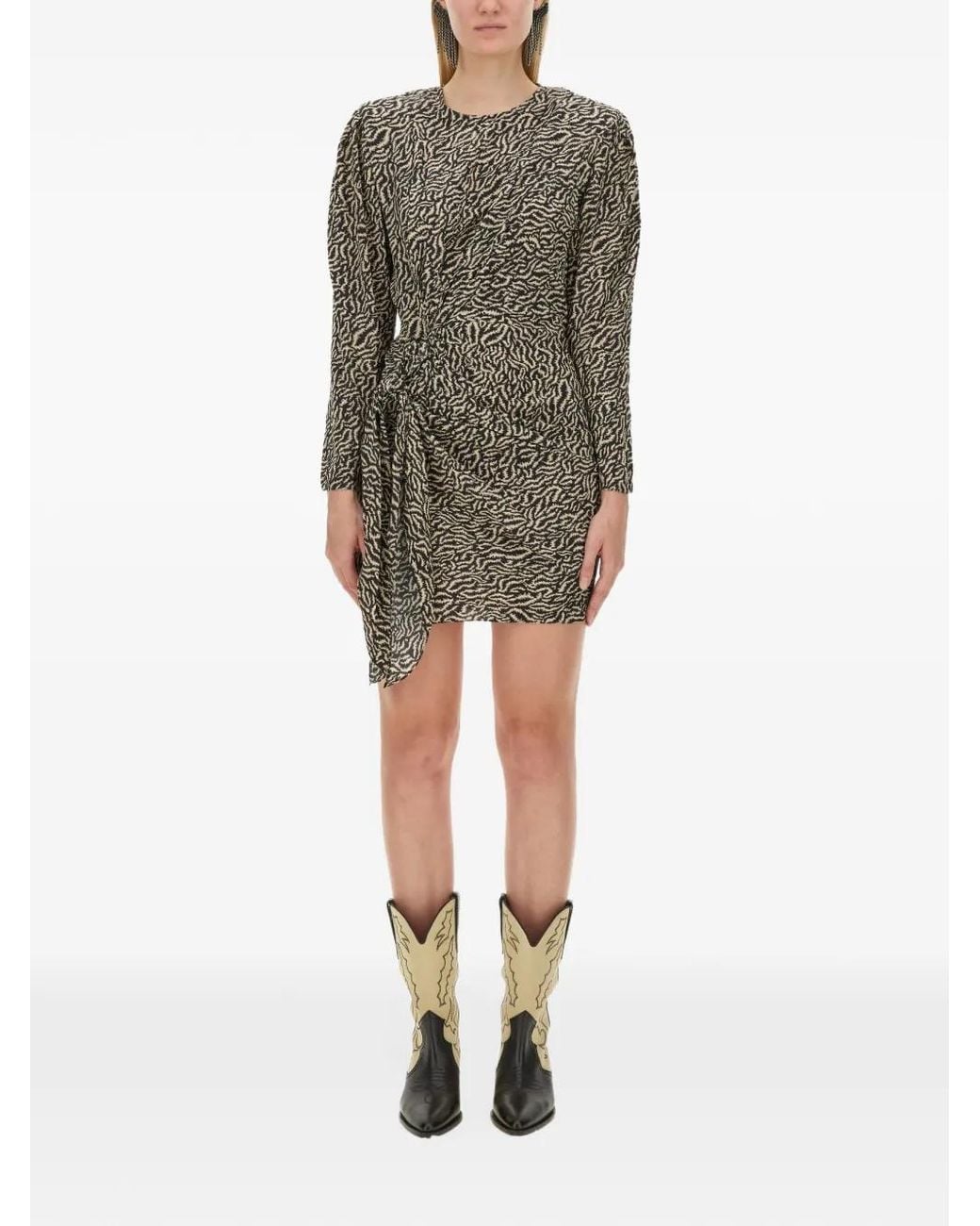 Isabel Marant Green Dulce Animal-Print Draped Mini Dress