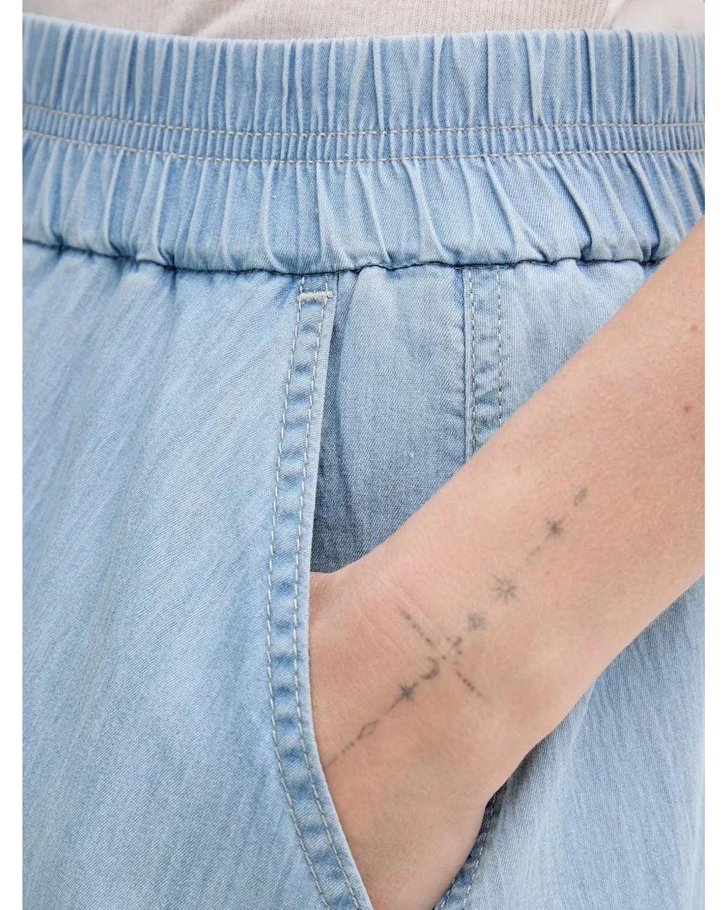 MARC AUREL Midi-Rok Met Elastische Tailleband in het Blue