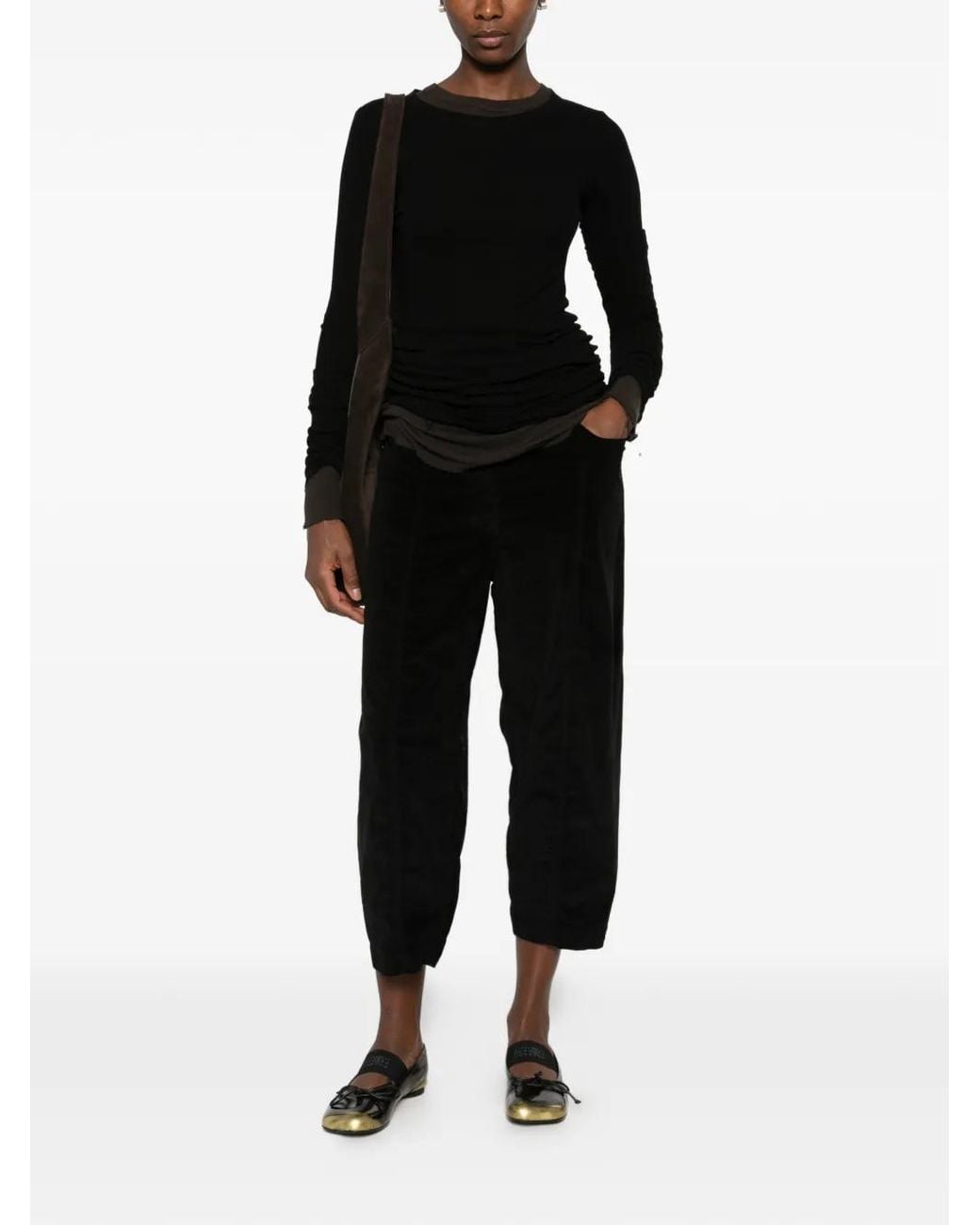 Masnada Black Corduroy Panelled Trousers
