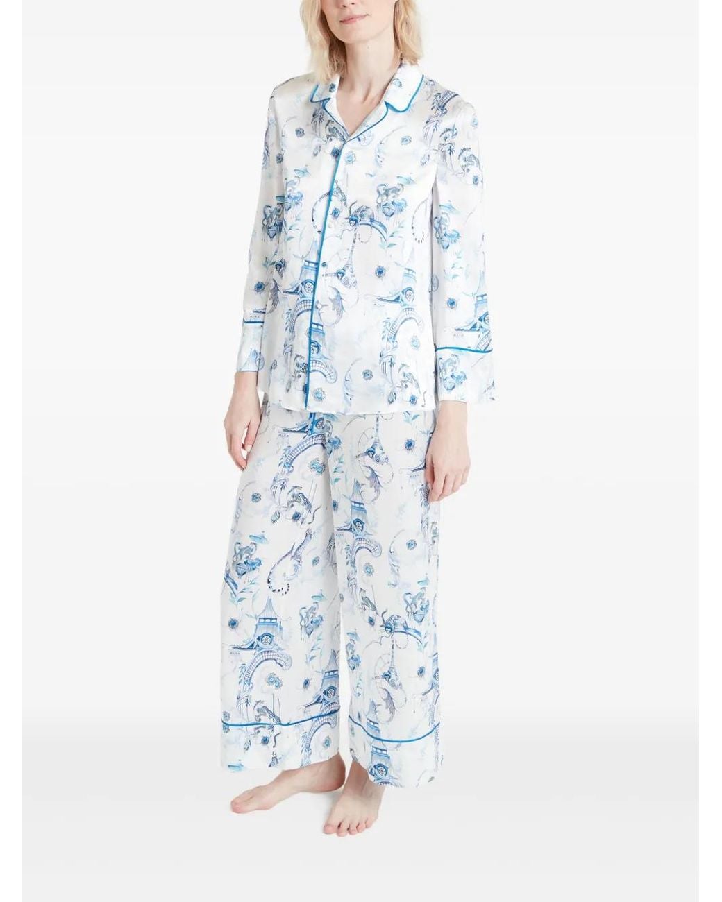 Temperley London Aphrodite Pajama Trousers in Blue | Lyst