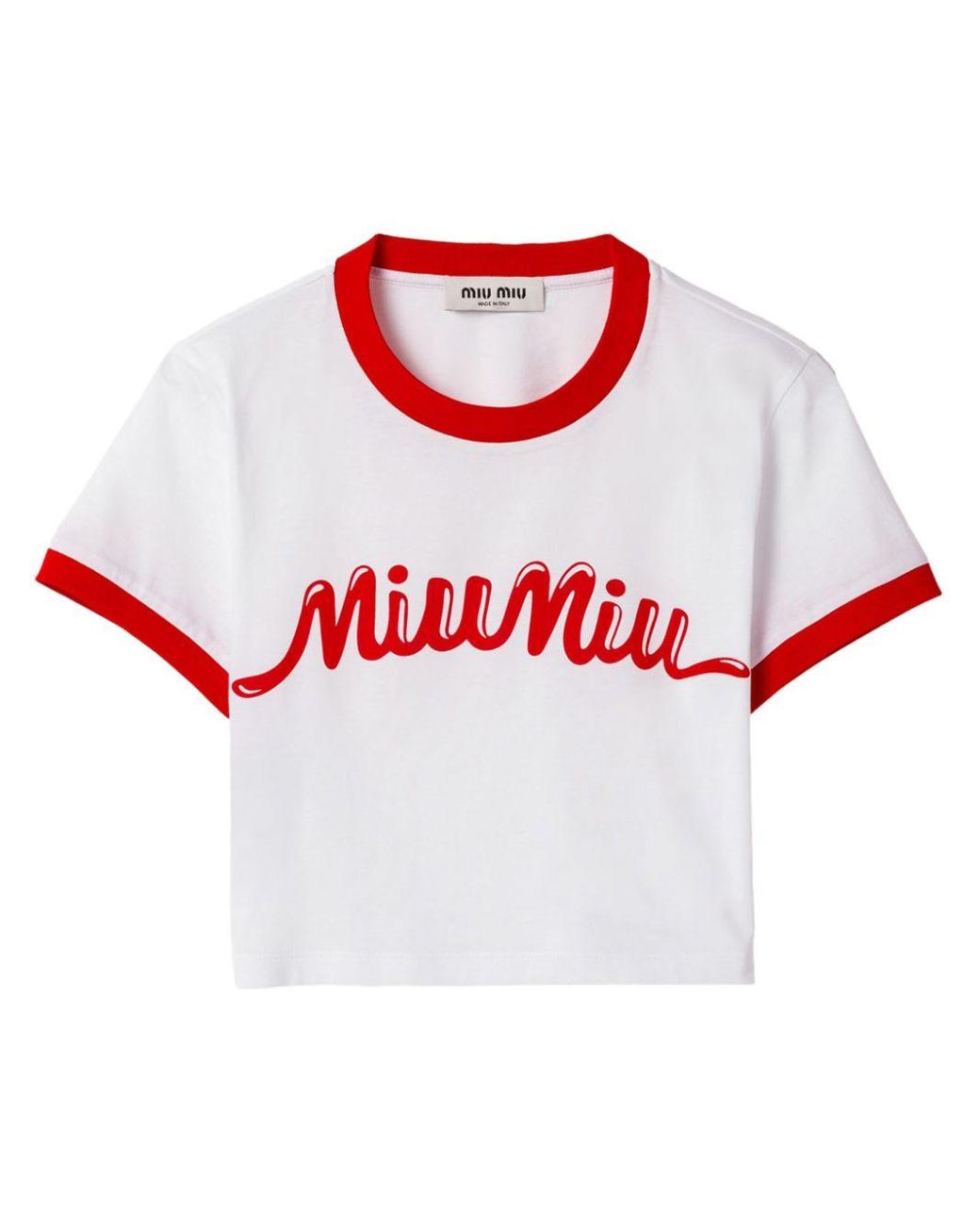 【関税込/国内即発】Miu Miu Decorated Logo T-Shirt Miu Miu | Embroidered Logo Jersey T-Shirt – Kirna Zabête