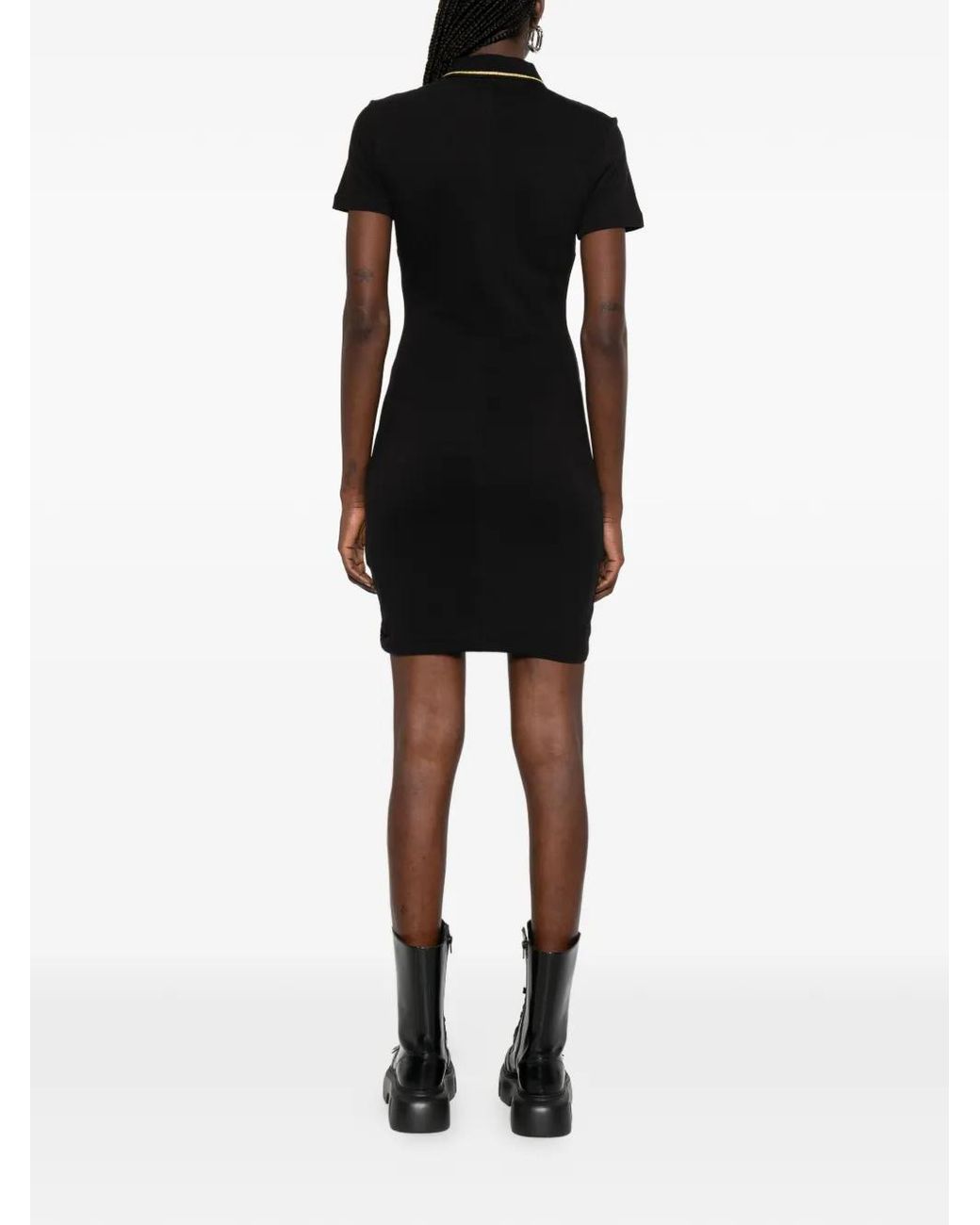 Versace Jeans Couture Black Button Logo Mini Dress
