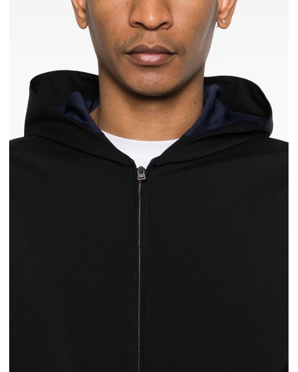 Herno Black Hooded Zip Polyester Jacket for men