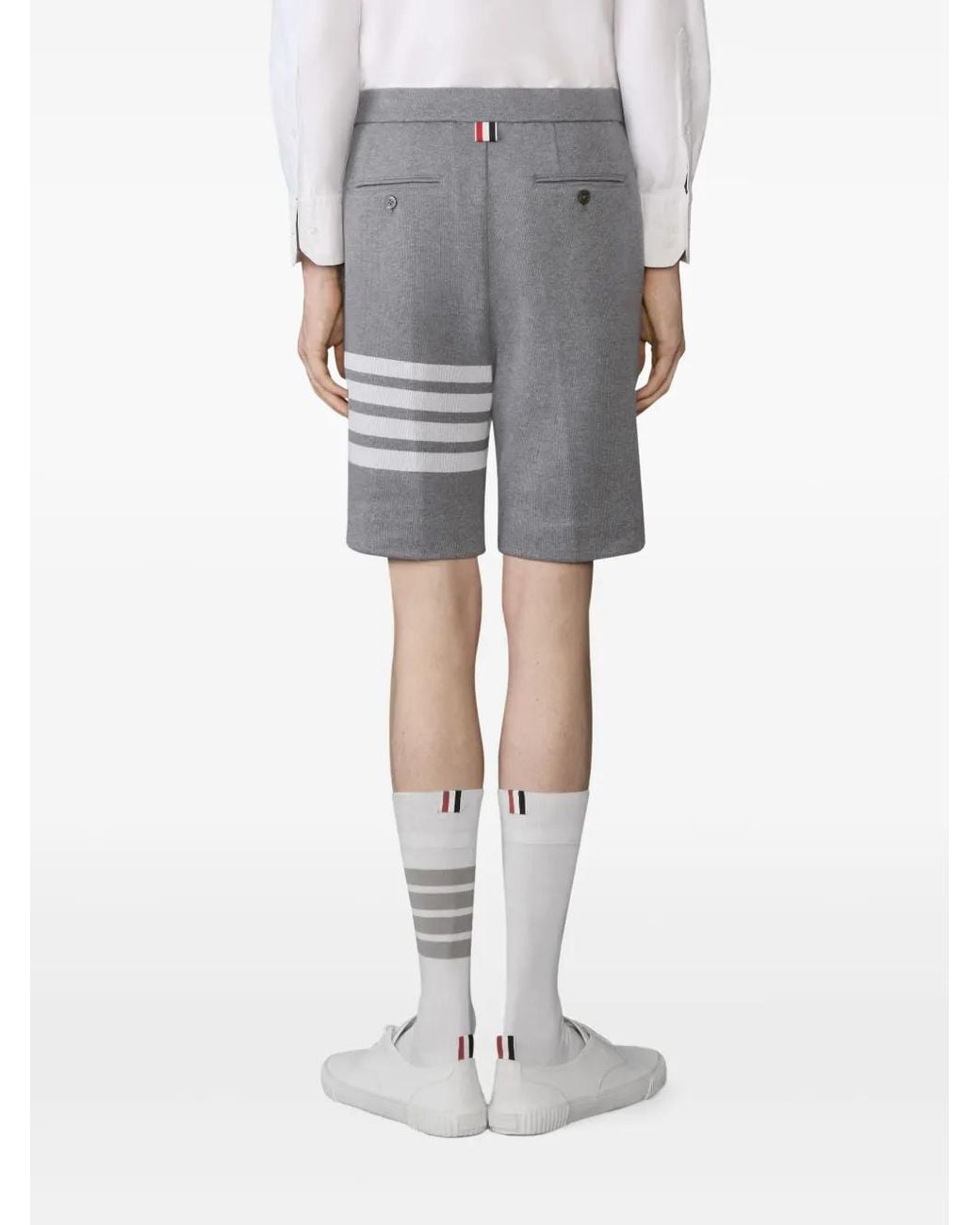 Thom Browne Gray Double Face Knit 4-Bar Bermuda Shorts for men