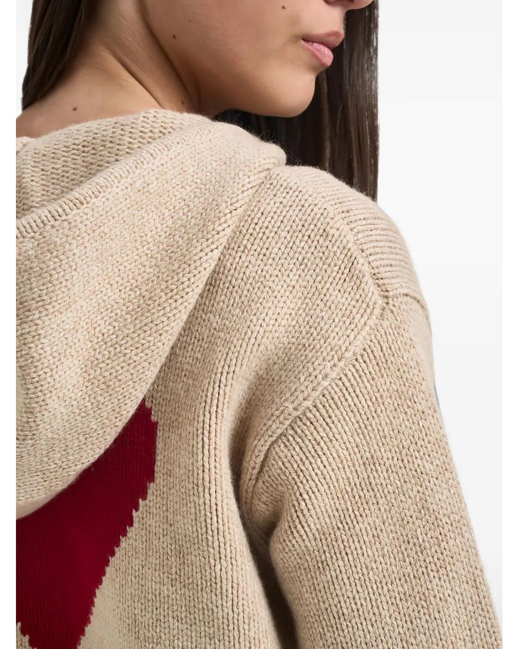 Mc2 Saint Barth Natural Kyla Wool-Knit Hoodie With St. Barth Intarsia
