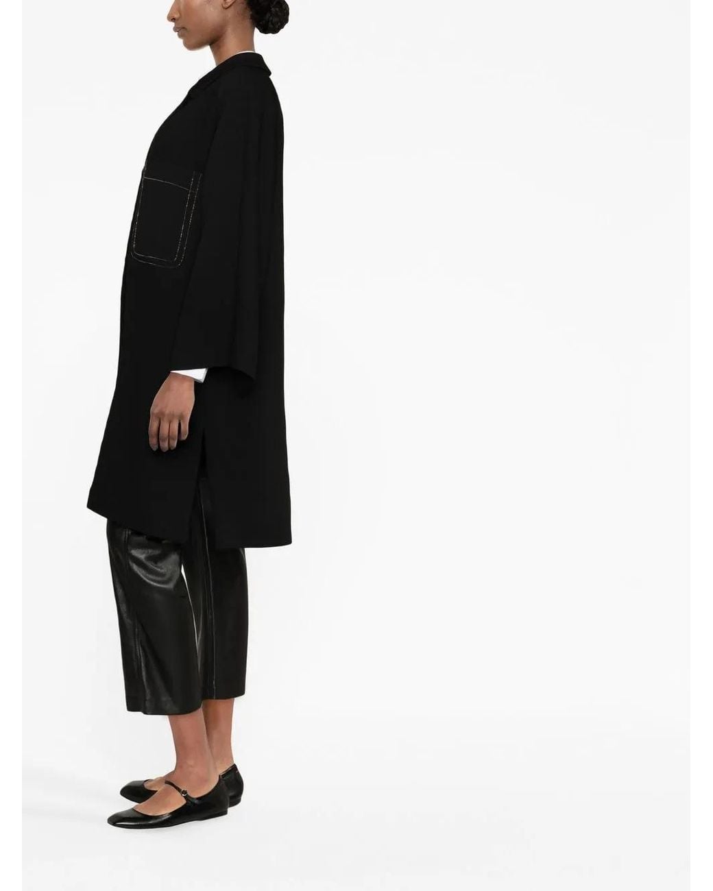 Fabiana Filippi Black Spread-Collar Single-Breasted Coat
