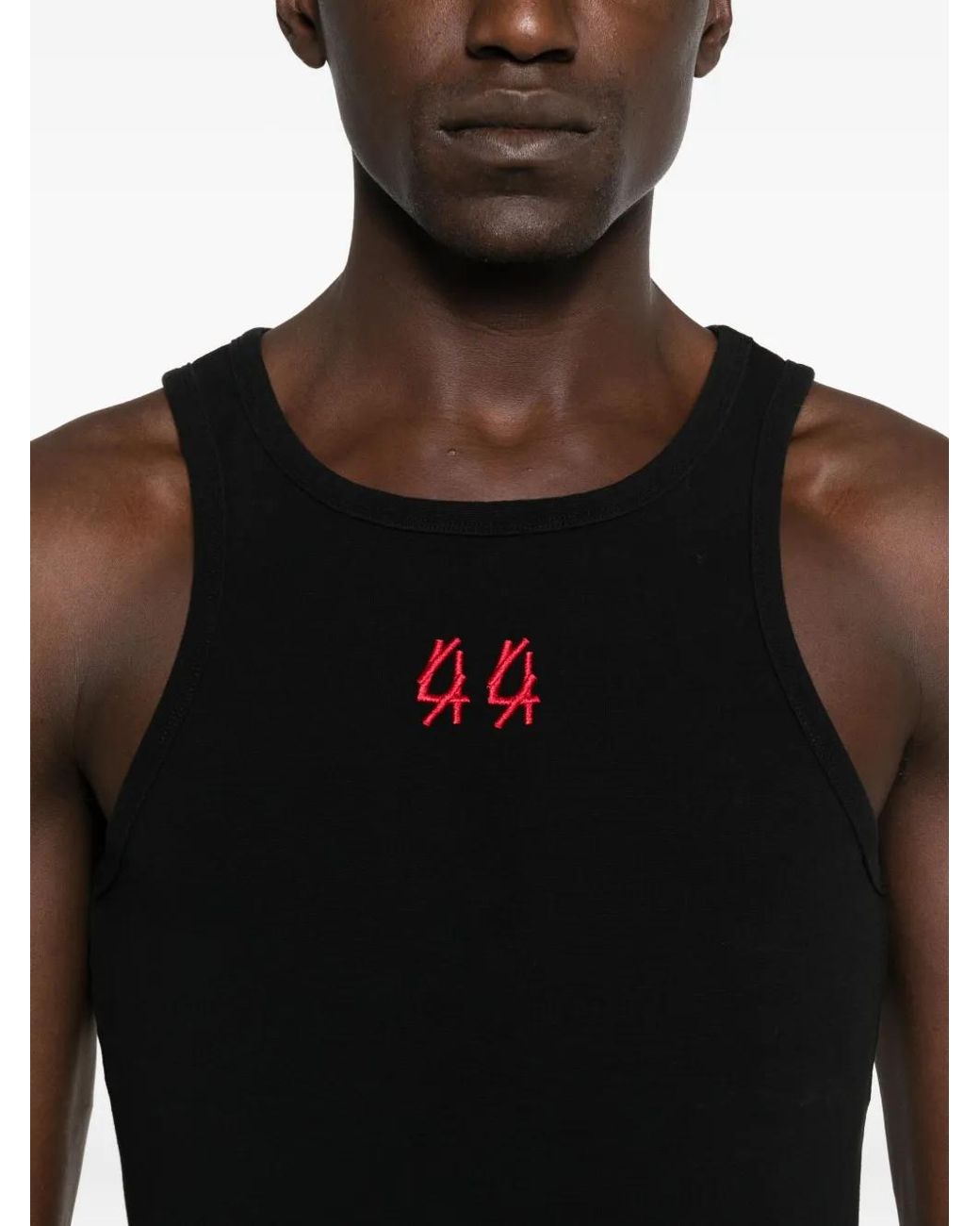 44 Label Group Black Embroidery Tank Top for men