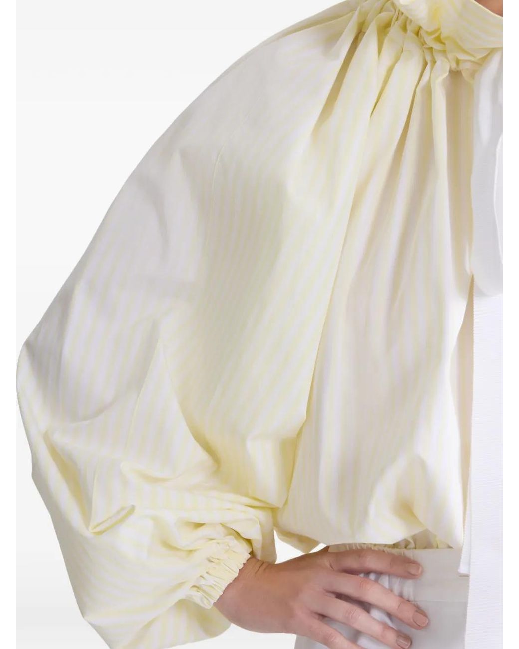 Patou White Ruffled Striped Top