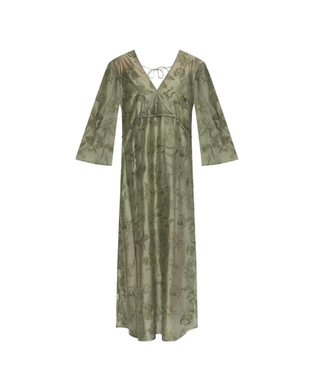 Munthe Green Boris Embroidered Maxi Dress
