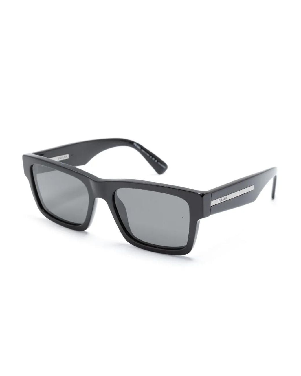 Prada Gray Rectangle-Frame Sunglasses for men