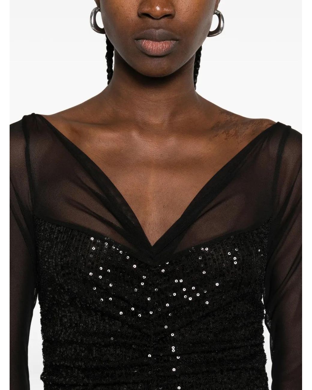 Atu Body Couture Black Sequin-Embellished Maxi Dress