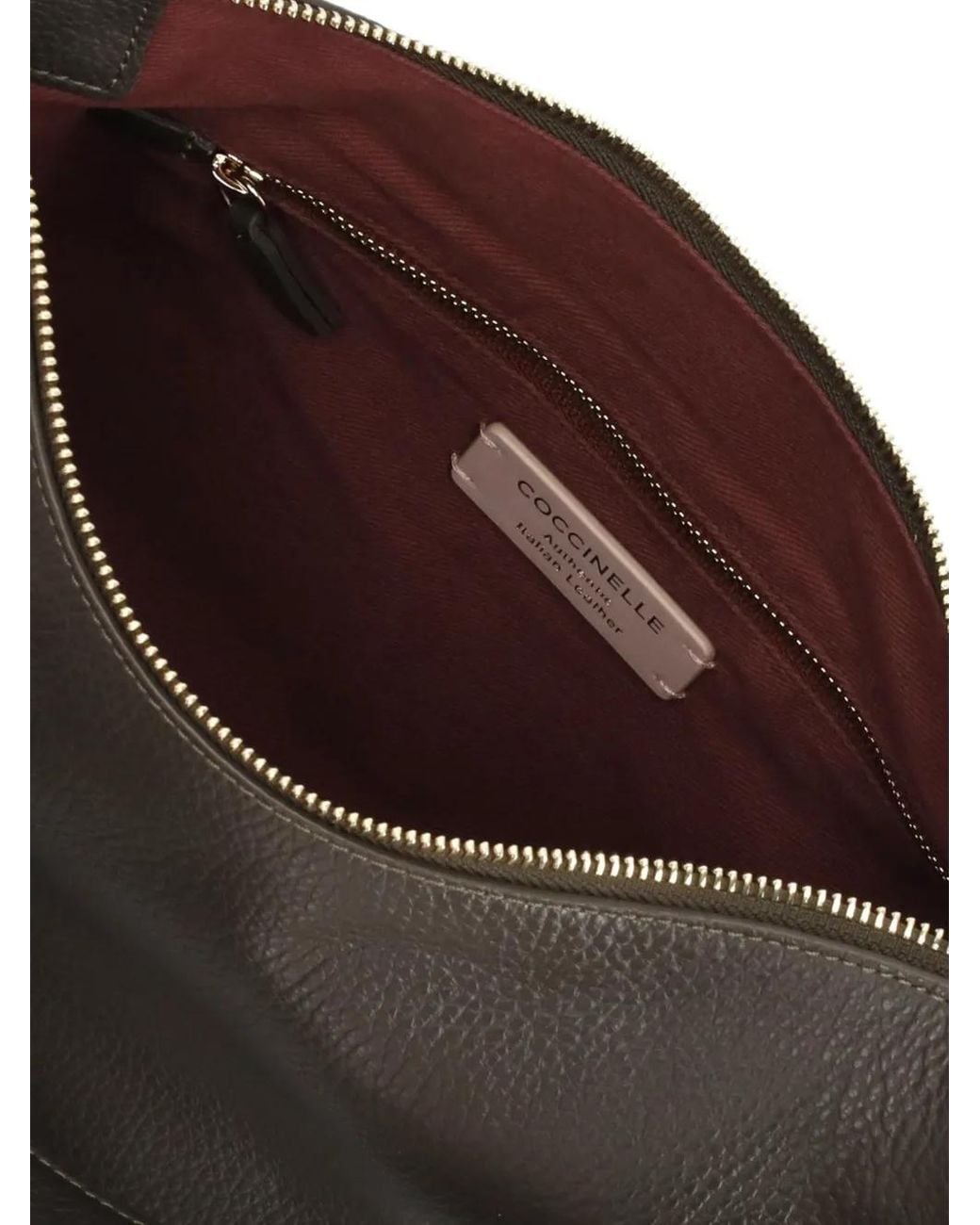 Coccinelle Gray Medium Nory Grained Leather Tote Bag